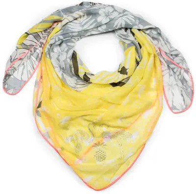 Produktbild von styleBREAKER Damen XXL Dreieckstuch mit Flamingo, Blumen, Palmen und Papageien A