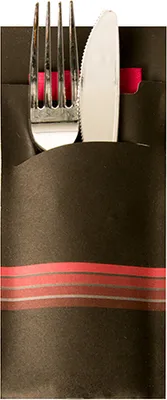 Produktbild von PAPSTAR Servietten-Tasche "Stripes" schwarz / bordeaux