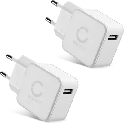Produktbild von CELLONIC Schnelles Laden: USB Ladegerät (2Pack) für Handy Smartphone Tablet Kamera Lautsprecher uvm - Ladeadapter mit 5W Schnellladegerät, Ladestecker / USB Lader