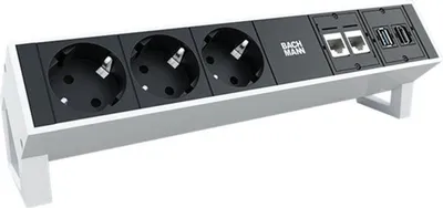 Productafbeelding van Bachmann Desk 2, wandcontactdoos met 3 stopcontacten, kleur: wit