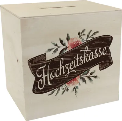Produktbild von Hochzeitskasse Aquarell Spardose aus Holz