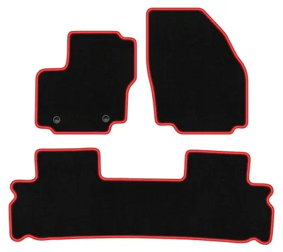Productafbeelding van Velours automatten voor Ford Galaxy MK2 2006-2012 (MPV) – 3-delig, zwart/rood, op maat – Wielganizator CARLUX