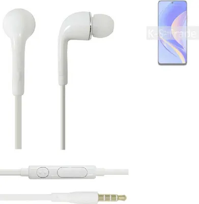 Produktbild von K-S-Trade Kopfhörer Headset kompatibel mit Huawei nova Y90 mit Mikrofon u Lautstärkeregler weiß 3,5mm Klinke Kabel Headphones Ohrstöpsel