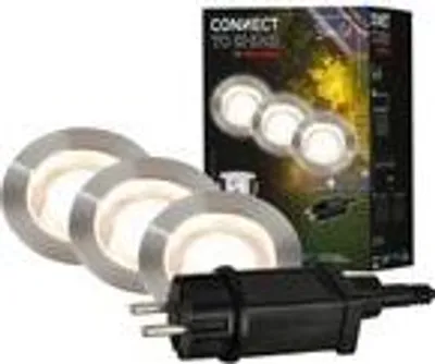 Produktbild von BRILONER Connect to Shine 3er Set Bodeneinbauleuchten, Starterset, Warmweißes Licht, IP67 Wasserfest, Warmweißes Licht, silberfarbig, 3 x 2,6 cm
