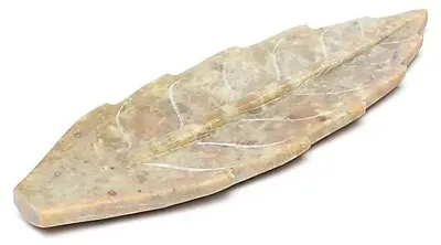Image de Brûleur d'encens en pierre à savon en forme de feuille, paquet de 2 pièces, 25x8 Cm