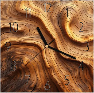 Produktbild von Wanduhr aus Glas mit Motiv Holzstruktur- 30 x 30 cm - inkl. Aufhängesystem