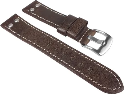 Produktbild von Uhrenarmband Vintage Look Leder Band Dunkelbraun 24769S, Stegbreite:22mm