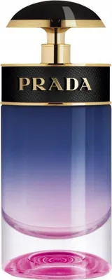 A product shot of a Prada Candy Night Eau de Parfum bottle.