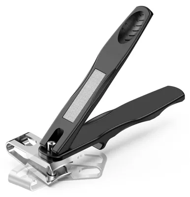 Productafbeelding van Nagelknipper met 360° draaibare kop, geschikt voor senioren, dikke nagels, lange handgreep, roestvrij staal, zwart