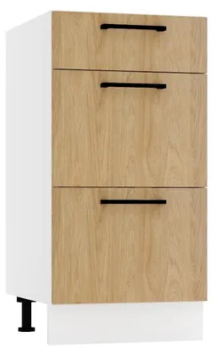 Produktbild von Küchenunterschrank 3 Schubladen - 40 cm - Hicora-Eiche - ohne Arbeitsplatte - Unterschränke Küche