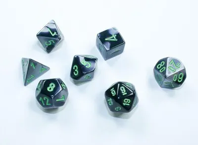 Image de Chessex - Gemini - Mini jeu de 7 dés - noir-gris-vert