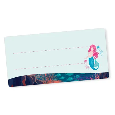 Produktbild von itenga 40x Buchetiketten Meerjungfrau 9x4,5cm Namensetiketten Heftetiketten Schuletiketten