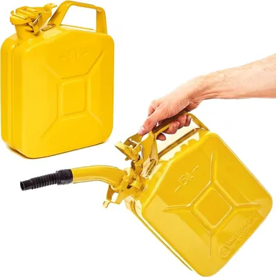 Produktbild von BW® Kraftstoffkanister Metall Benzinkanister 2x 5 Liter mit Ausgießer - Gelb RAL 1018 - UN-Zulassung - Hergestellt in Europa