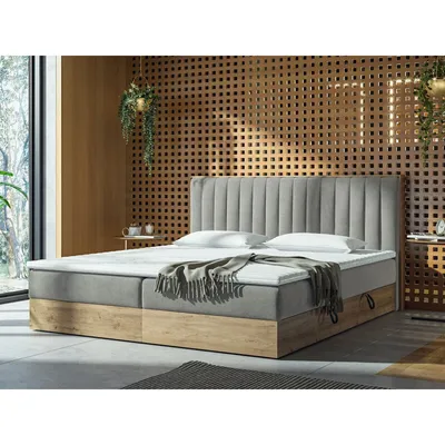 Obrázek produktu pro Kontinentální postel 140x200 DURHAM - hnědá / šedá + topper