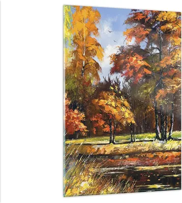 Produktbild von Bilder auf glas - Einteilig - Park Herbst Wasser - 80x120cm - Glasbilder - Wandbilder - Bilder - zum Aufhängen bereit - Wanddekoration aus Glas - Glas Bilder - Wandbild auf Glas - GPA80x120-3536