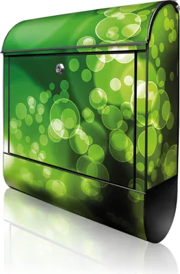Zdjęcie produktu dla banjado Design Skrzynka pocztowa stalowa czarna z przegródką na gazety, malowana proszkowo „Lichtspiel” 38 x 46 x 12,5 cm i 2 klucze – skrzynka pocztowa A4 z otworem na listy, wraz z materiałami montażowymi [BK 10283]
