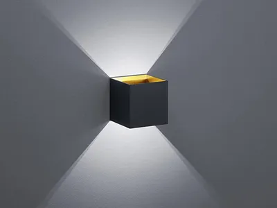 Produktbild von Trio Leuchten LED Wandleuchte 223310132 Louis, Metall schwarz matt/innen goldfar