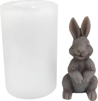 Image de Moule à bougie en silicone Moule à savon, Pâques, Lapin de Pâques debout, 52 x 52 x 83 mm, 161 g