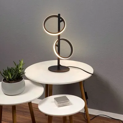 Produktbild von ZMH LED stolní lampa Moderní otočná odnímatelná stolní lampa ve tvaru kruhu, teplá bílá 3000K, 2 žárovky, černá barva
