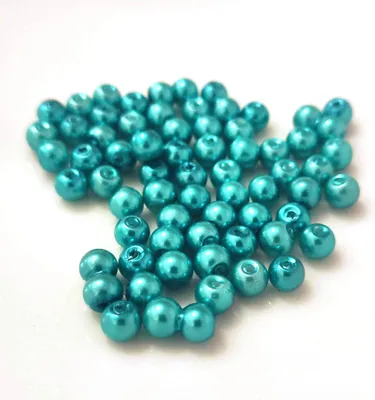 Zdjęcie produktu dla Koraliki szklane - typ "okrągły" - 20 g - 3 mm - turkusowo-zielone