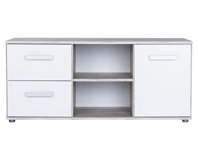 Produktbild von Lowboard Fernsehtisch Bente (B/H/T): 114/51/39 cm Weiß / Eiche Sand