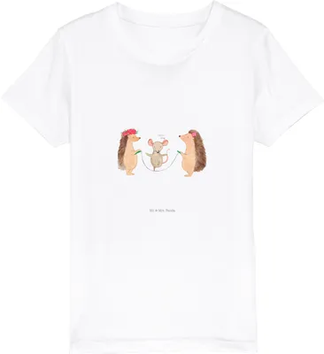 Produktbild von Mr. & Mrs. Panda Organic Kinder T-Shirt Igel Seilhüpfen 7-8 Jahre (122/128) - Weiß - Geschenk, Maus, Seilspringen, Shirt, Baumwoll, Kindershirt, Baumwollshirt, Teenager