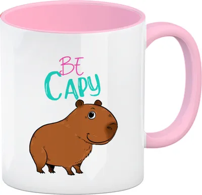 Produktbild von Be Capy Kaffeebecher in rosa mit niedlichen Capybara Motiv