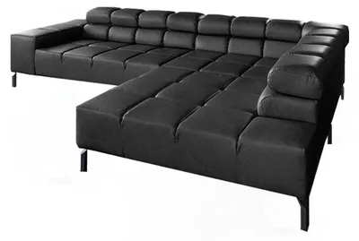 Produktbild von KAWOLA Sofa NELSON Ecksofa Leder schwarz Recamiere rechts