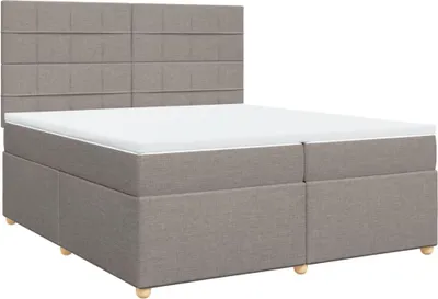 Image de Lit Boxspring avec matelas Taupe 200x200 cm Tissu