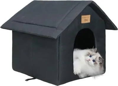 Produktbild von Katzenhaus Für Draußen Winterfest Wasserdicht Wetterfester Katzenhöhle Haustierhaus mit Katzenmatte Warm Hundehöhle Waschbar Hundehaus Tierheim