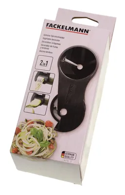 Obrázek produktu pro Fackelmann spirálový/kráječ julienne DUO, kráječ na nudle pro dekorativní přípravu zeleniny, japonský kráječ zeleniny (barva: černá)