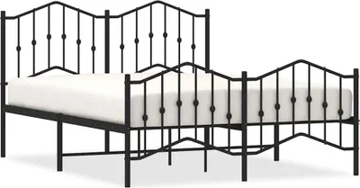 Produktbild von vidaXL Bettgestell mit Kopf- und Fußteil Metall Schwarz 135x190 cm