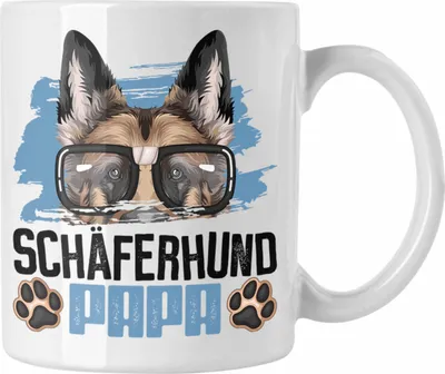 Produktbild von Trendation - Schäferhund Papa Besitzer Tasse Geschenk Lustiger Spruch Geschenkidee Schäferhund Liebhaber (Weiß)
