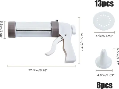 Produktbild von Kekspresse Edelstahl Spritzgebäck Maschine für DIY Backen mit 13 Scheiben und 6 Glasur Dekoration Düsen