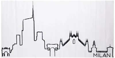 Sticker Skyline City, schwarz, Vinyl, 116 x 1 x 55 cm