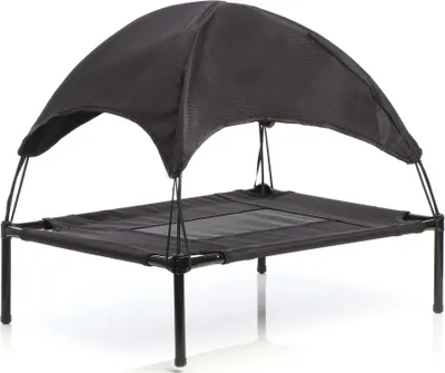 Produktbild von Wiltec legowisko dla psa z daszkiem czarne 122 x 91 x 16 cm rozmiar XL do 50 kg zewnętrzne legowisko dla kota miejsce do spania dla zwierzaka daszek przeciwsłoneczny