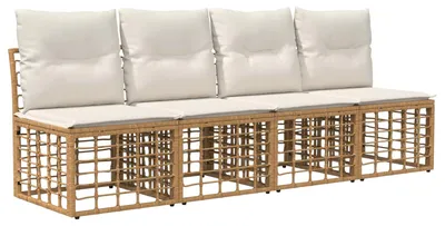 Image de vidaXL : Canapé de jardin pour 4 personnes, sans accoudoirs, lot de 4, couleur naturelle