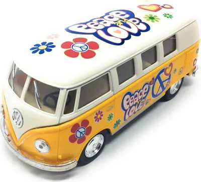 Produktbild von Bus T1 Peace and Love gelb / beige Modellauto Rückziehmotor