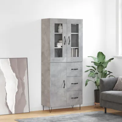 Produktbild von vidaXL Highboard Betongrau 69,5x34x180 cm Holzwerkstoff