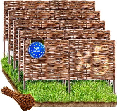 Produktbild von Wicker garden 5er Beetbegrenzung aus Weide - 100 x 40 cm Weidengeflecht für Beete, Rasen und Gartenwege - Natürliche Abgrenzung Gartenzaun Weidezaun - vielen Größen