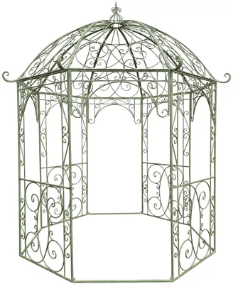 Produktbild von CLP Rosenpavillon aus Eisen Leila, Gartenpavillon im Jugendstil nostalgisch, Rankhilfe pulverbeschichtet für Kletterpflanzen und Rosen antik-grün