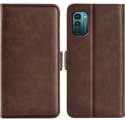Produktbild von Mobigear Slim Magnet Klapphülle für Nokia G11 - 3 Kartenfächer mit Standfunktion Kunstleder Braun