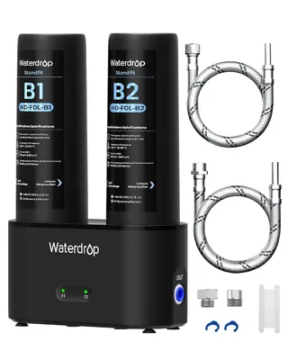 Immagine prodotto di Filtro per l'acqua da installare sotto il lavello Waterdrop DLA, senza necessità di foratura, riduce cloro, PFAS, alterazioni di gusto e odore, indicatore della durata del filtro, sistema a 2 stadi