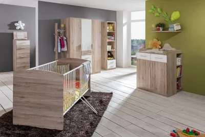Produktbild von Babyzimmer komplett Set JOHANNESBURG-43 in Eiche Nb. mit weiß