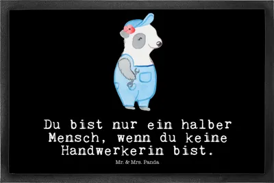Produktbild von Mr. & Mrs. Panda Schmutzfangmatte Handwerkerin Herz 50 x 75 cm - Schwarz - Geschenk, Lustig, Bodenvorleger, Handwerksbetrieb, Werkstatt, Schmutzmatte, Gummimatte, Spruch
