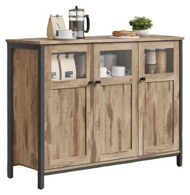 Zdjęcie produktu dla Szafka do przechowywania z drewna – Ekologiczna – Brązowa i czarna – 35 x 100 x 75 cm