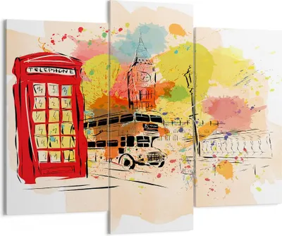 Produktbild von Bild auf Leinwand - Leinwandbild - London Bus - 130x100cm - Wand Bild - Wanddeko - Wandbilder - Leinwanddruck - Bilder - Kunstdruck - Wanddekoration - Leinwand bilder - Wandkunst - CB130x100-3920