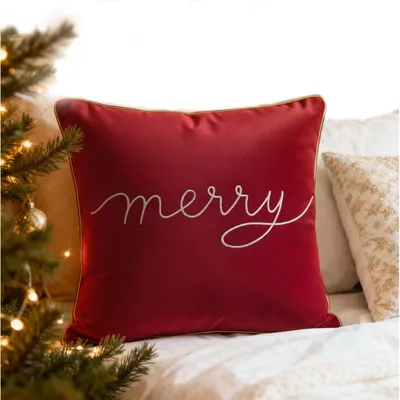 Produktbild von Weihnachtskissenbezug Velvet Dekorativ 45X45 Rot Silber Merry