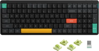 Produktbild von Nuphy Air96 v2 Kabellose Mechanische Tastatur QMK/VIA, QWERTY US, Low Profile, Bluetooth / 2.4GHz - Basalt Black Aloe Switch