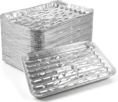 Imagen del producto de Bandejas de aluminio para parrilla, 50 unidades, para barbacoa y horno